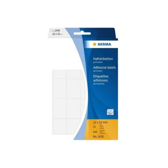 HERMA Universele etiketten met ronde hoeken 22x32 mm 2430 (pak 640 stuks) HERMA Universele etiketten met ronde hoeken 22x32 mm 2430 (pak 640 stuks)