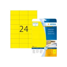 Herma Verwijderbaar gekleurd papieretiket 70 x 37 mm 20 vellen 24 etiketten per A4-vel geel (pak 480 stuks)