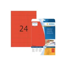 HERMA Verwijderbaar gekleurd papieretiket 70 x 37 mm 20 vellen 24 etiketten per A4-vel rood (pak 480 stuks)