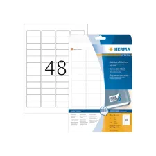 HERMA Verwijderbaar papieretiket 45.7 x 21.1 mm 25 vellen 48 etiketten per A4-vel wit (pak 1200 stuks) HERMA Verwijderbaar papieretiket 45.7 x 21.1 mm 25 vellen 48 etiketten per A4-vel wit (pak 1200 stuks)