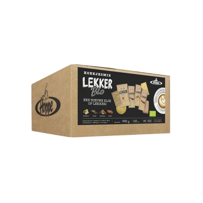 HOPPE Koekjesmix Lekker Bio Assorti (doos 150 stuks) HOPPE Koekjesmix Lekker Bio Assorti (doos 150 stuks)
