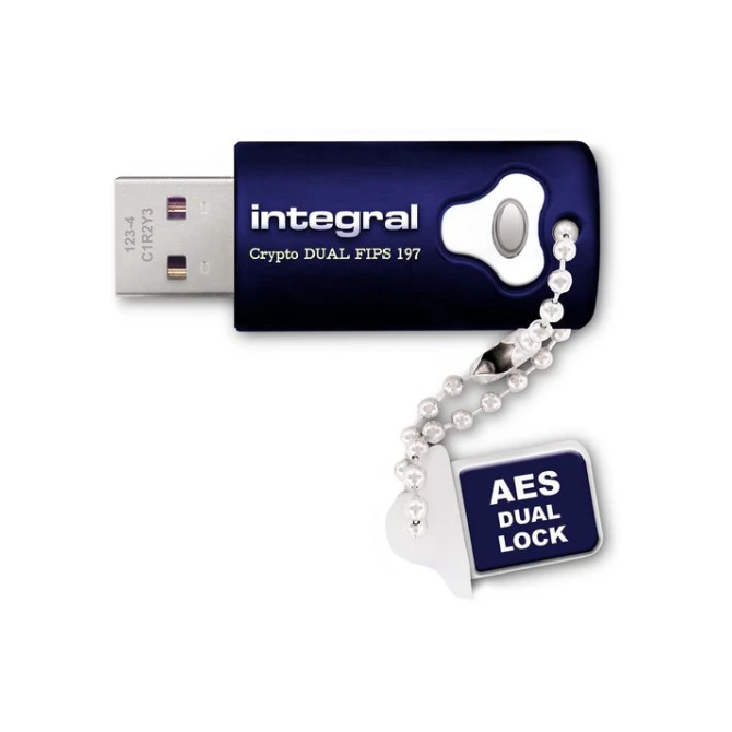 INTEGRAL MEMORY Crypto Dual FIPS 197 USB-Stick 30 256-bits codering 16 GB Blauw