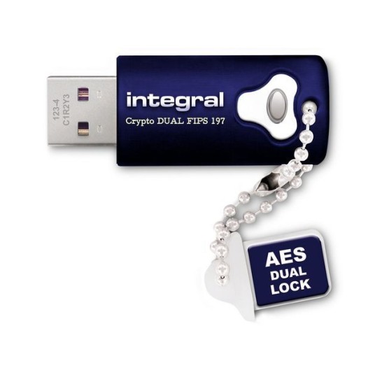 INTEGRAL MEMORY Crypto Dual FIPS 197 USB-Stick 30 256-bits codering 16 GB Blauw