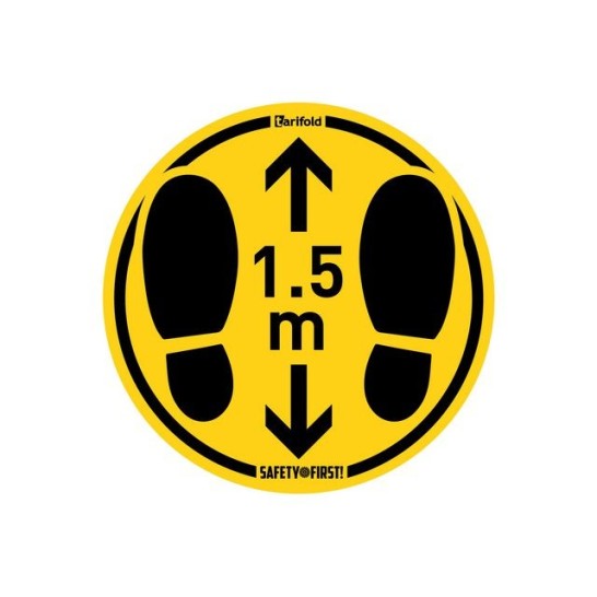 JALEMA Vloersticker Houd Afstand voetstappen ruwe vloeren 350 mm Geel en zwart (pak 2 stuks)