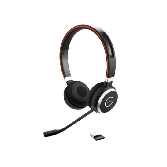 Jabra Evolve 65 UC On-Ear Stereo Headset Draadloos Bluetooth Zwart met Jabra LINK adapter
