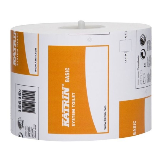 KATRIN BASIC Systeem Toiletpapier 1 laag 918 vel 115 m Wit (doos 36 x 918 vel)