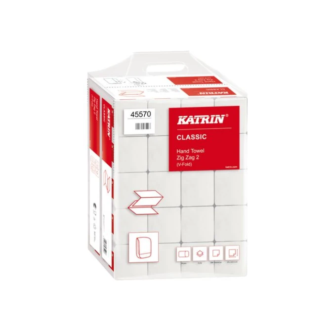 KATRIN Classic Papieren Handdoeken ZZ V-vouw 2-laags 23 x 224 cm Wit (pak 20 x 200 vel) KATRIN Classic Papieren Handdoeken ZZ V-vouw 2-laags 23 x 224 cm Wit (pak 20 x 200 vel)