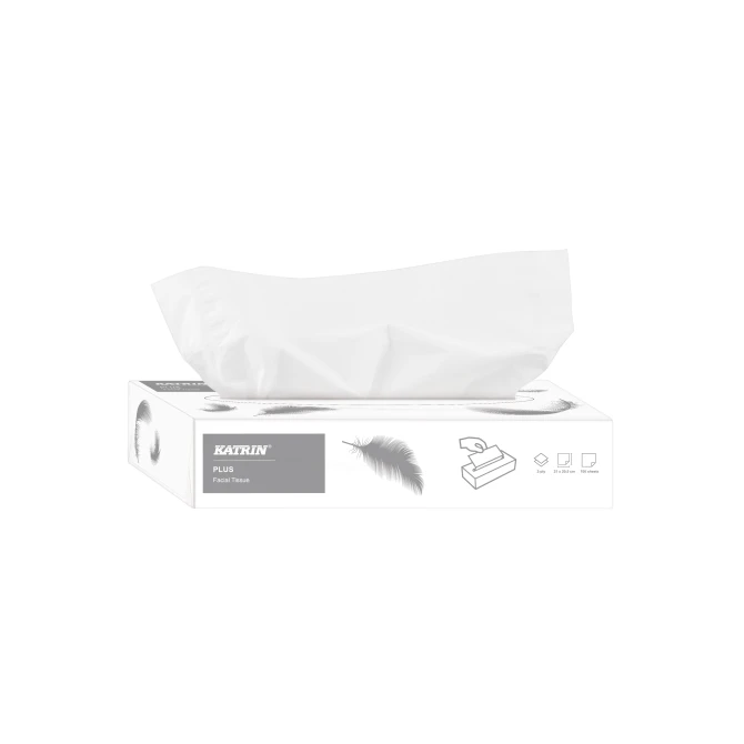 KATRIN PLUS Facial Tissues in dispenserdoos 2-laags 100 vel (pak 100 stuks) KATRIN PLUS Facial Tissues in dispenserdoos 2-laags 100 vel (pak 100 stuks)