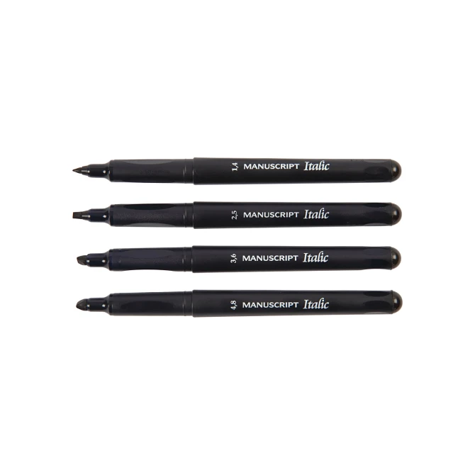 Manuscript Stiften 1.4/2.5/3.6/4.8mm. zwart (blister 4 stuks) Manuscript Stiften 1.4/2.5/3.6/4.8mm. zwart (blister 4 stuks)