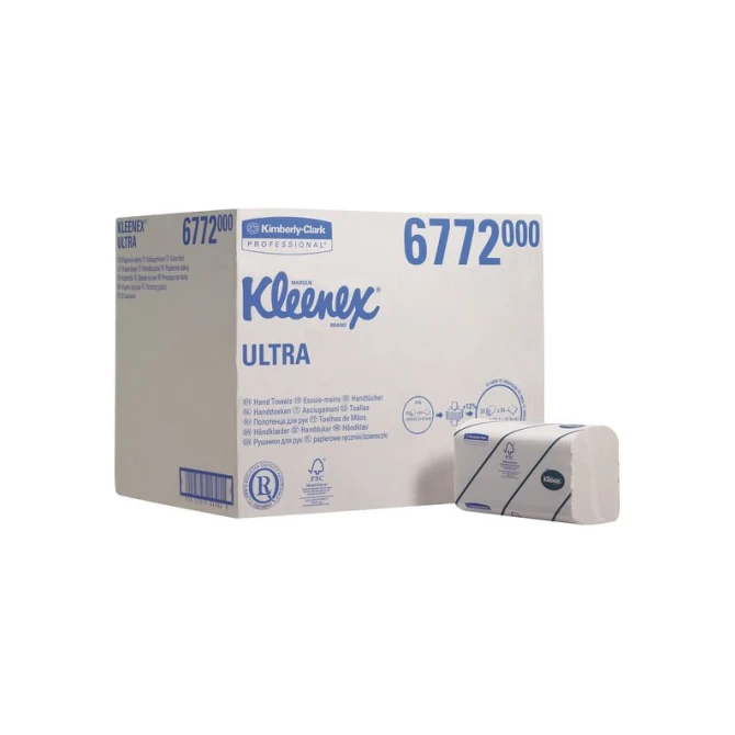 KLEENEX® 6772 Papieren Handdoeken 2-laags 21.5x41.5cm Wit (doos 30 wikkels)
