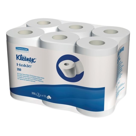 Kleenex® Toiletpapier. 3-laags. 350 vel. Wit (pak 6 rollen)