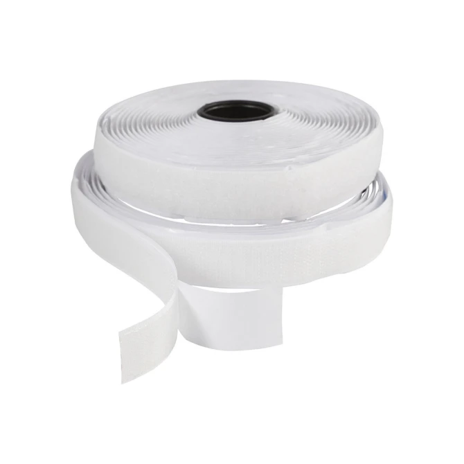 Creotime Klitteband haak en lussluiting. b: 20 mm. wit. Zelfklevend (rol 5 meter)