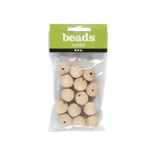 Kraal rond 20mm gatgrootte 4mm hout/pk14