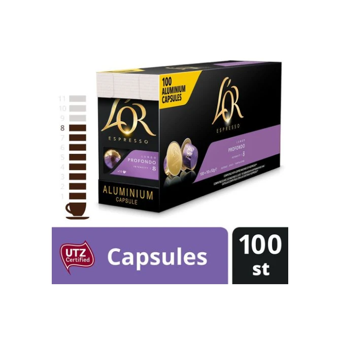 LOR Espresso Profondo UTZ Koffiecapsules 10 x 10 stuks (pak 100 stuks) LOR Espresso Profondo UTZ Koffiecapsules 10 x 10 stuks (pak 100 stuks)