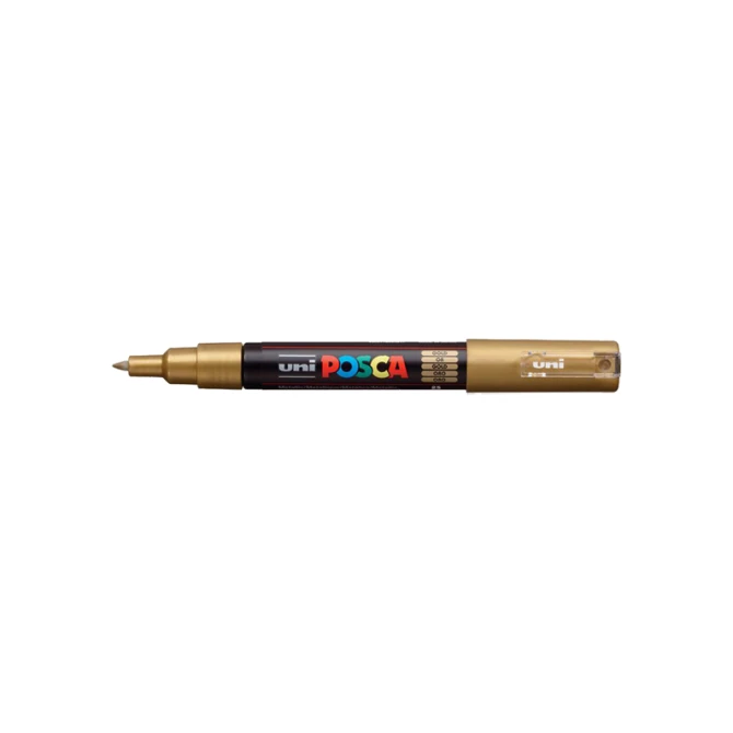 Lakmarker Uni Posca 0.7-1mm goud/pk6