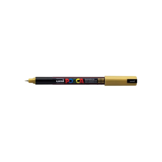 Lakmarker Uni Posca 0.7mm rond goud/pk6