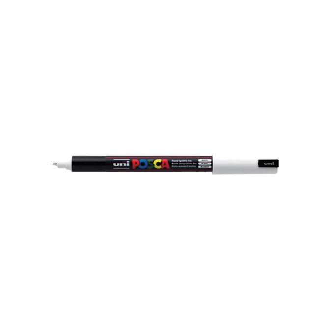 Lakmarker Uni Posca 0.7mm rond wit/pk6