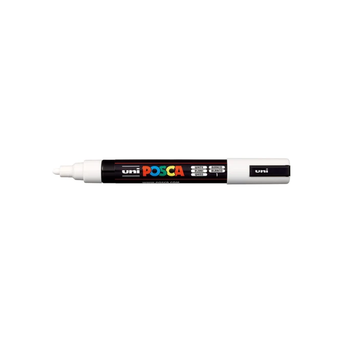 Lakmarker Uni Posca 0.9-1.3mm wit/pk6