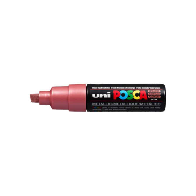 Lakmarker Uni Posca 8mm beitel metallic rood (6 stuks)
