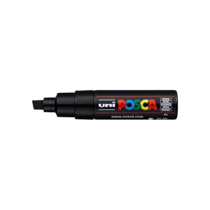 Lakmarker Uni Posca 8mm beitel zw/pk6