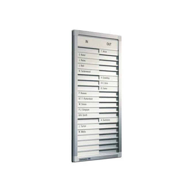 LEGAMASTER Professional Aan-/Afwezigheidsbord voor 20 Personen 540 x 260 x 21 mm Grijs LEGAMASTER Professional Aan-/Afwezigheidsbord voor 20 Personen 540 x 260 x 21 mm Grijs