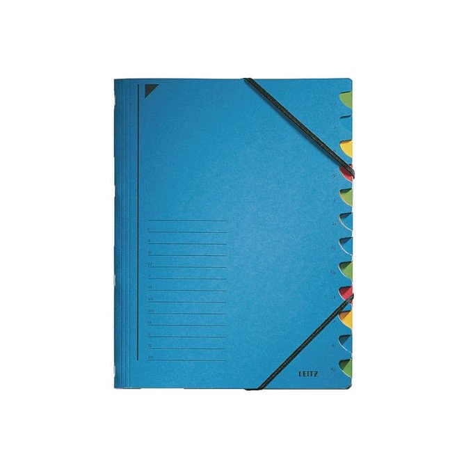 LEITZ Kartonnen sorteermap 12 vakken blauw (doos 5 stuks) LEITZ Kartonnen sorteermap 12 vakken blauw (doos 5 stuks)