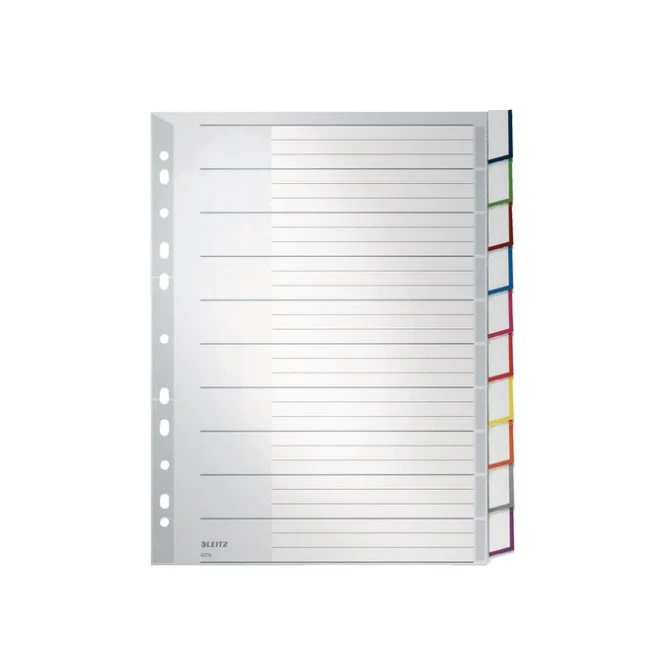 LEITZ Venstertabbladen grijs kunststof 11 rings A4 10 venstertabs LEITZ Venstertabbladen grijs kunststof 11 rings A4 10 venstertabs