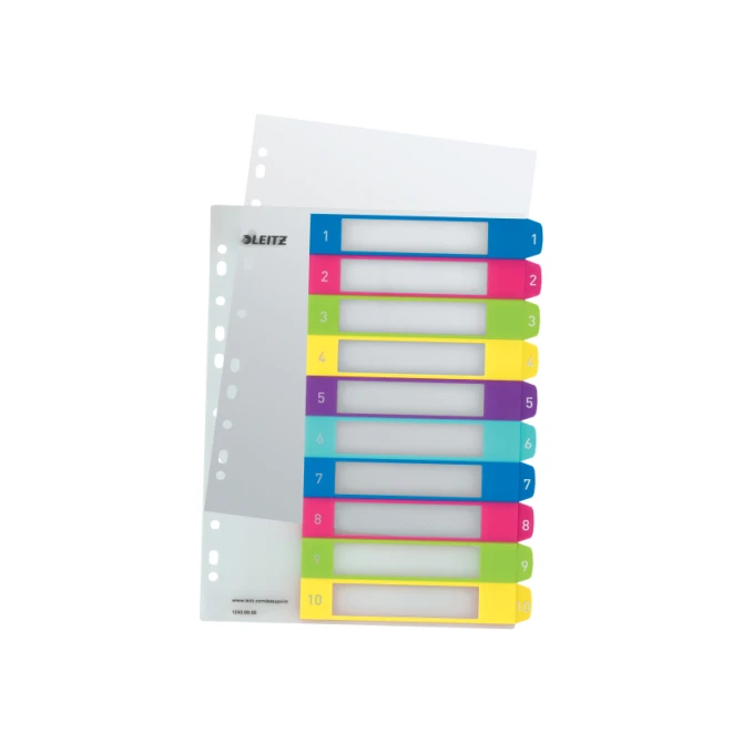 LEITZ WOW Index tabblad A4 maxi set van 1-10 tabbladen polypropyleen assorti LEITZ WOW Index tabblad A4 maxi set van 1-10 tabbladen polypropyleen assorti