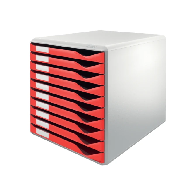 LEITZ ladekast 10 laden grijs/rood LEITZ ladekast 10 laden grijs/rood