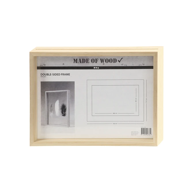 Creotime 3D lijst dubbelzijdig. 22.1 x 30.8 x 4.5 cm. hout en glas
