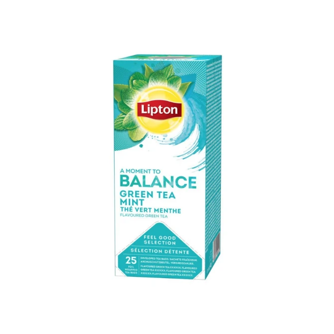 LIPTON Thee Green mint 1.6 gram per zakje (doos 150 stuks) LIPTON Thee Green mint 1.6 gram per zakje (doos 150 stuks)