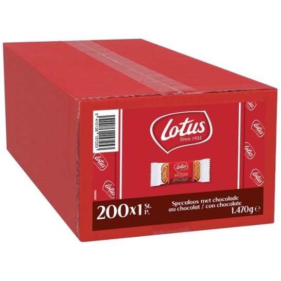 Lotus Bakeries Koekjes Speculoos met chocolade Per stuk verpakt (doos 200 stuks)