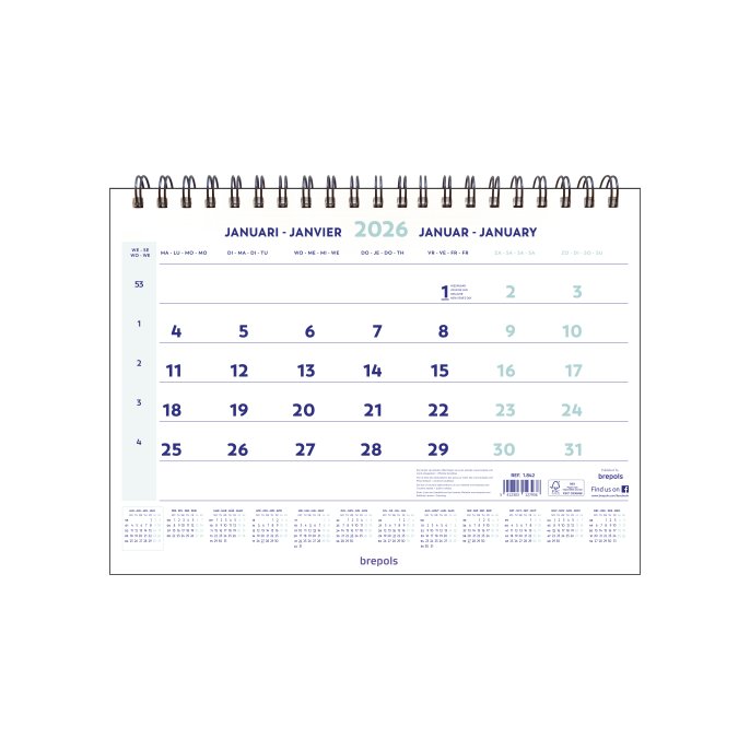 Maandkalender Brepols 4 talig
