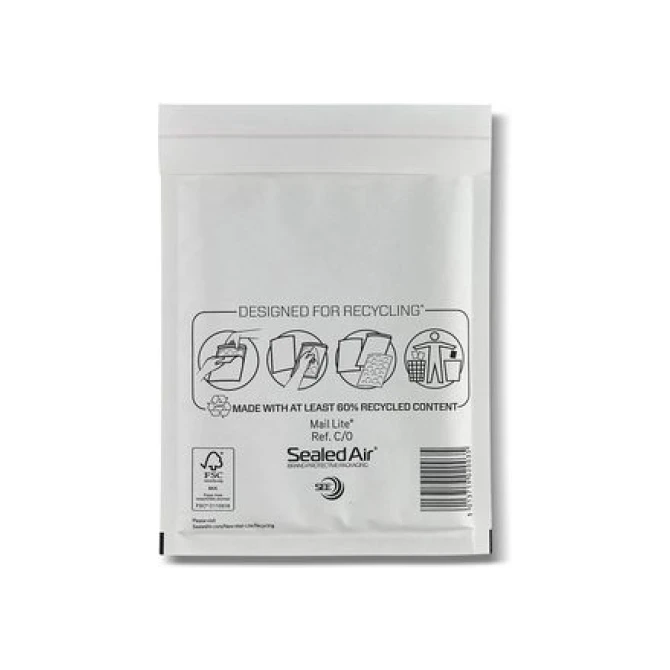 Mail Lite Luchtkussenenvelop MailLite C/0 wit/200 (1 doos x 200 stuks)