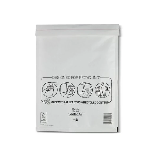 Mail Lite Luchtkussenenvelop MailLite G/4 wit/100 (1 doos x 100 stuks)