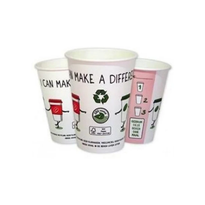 Make A Difference Koffiebeker 180 cc Wit met print (doos 25 x 100 stuks)