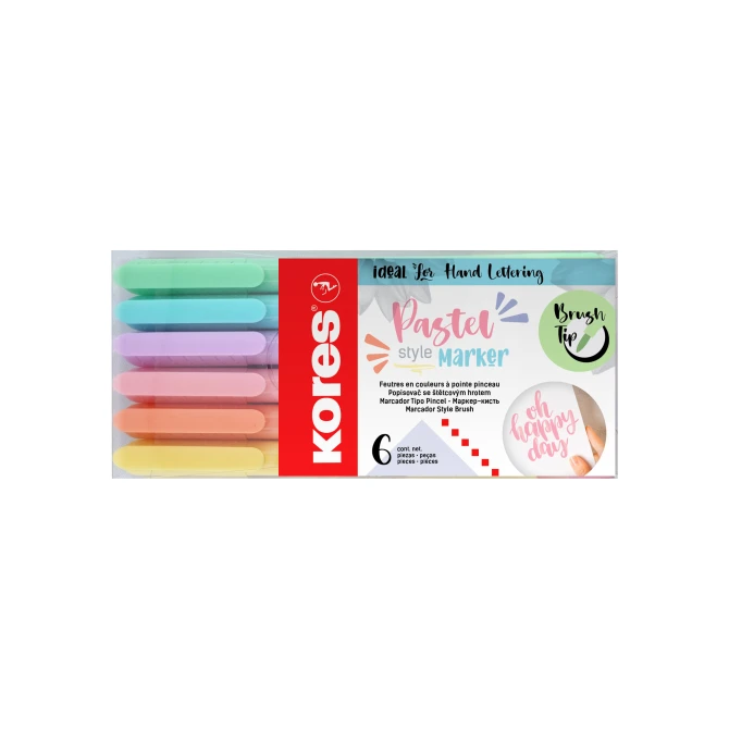KORES Brushpen Tip Pastel (6 stuks)