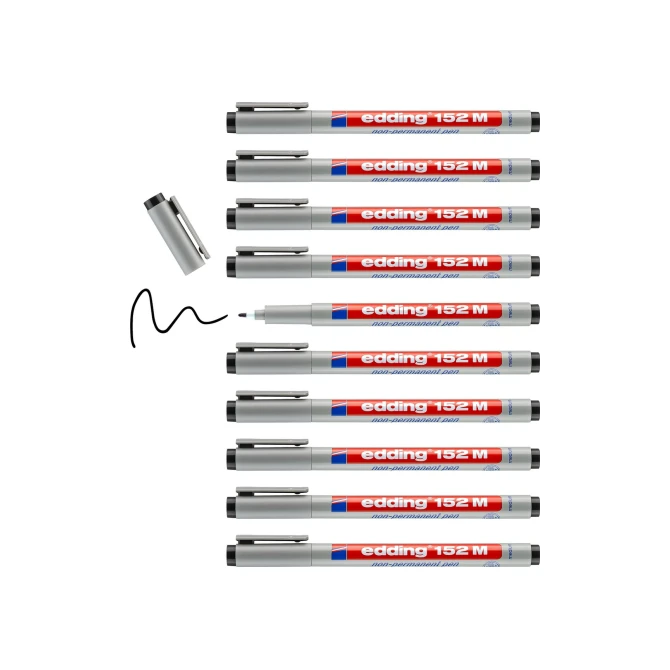 edding Marker edding 152M zwart/ds10 (1 doos x 10 stuks)
