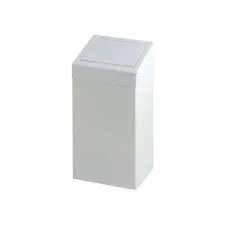Afvalbak met pushklep 50L metaal wit Afvalbak met pushklep 50L metaal wit