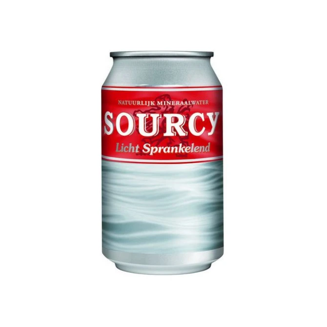 SOURCY® Rood Mineraalwater Licht Sprankelend 0.33 l Blik (pak 24 stuks)
