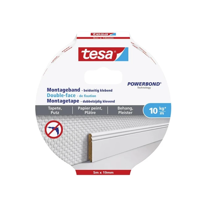 TESA Montagetape 19mm gevoelige oppervlaktes (5 meter)