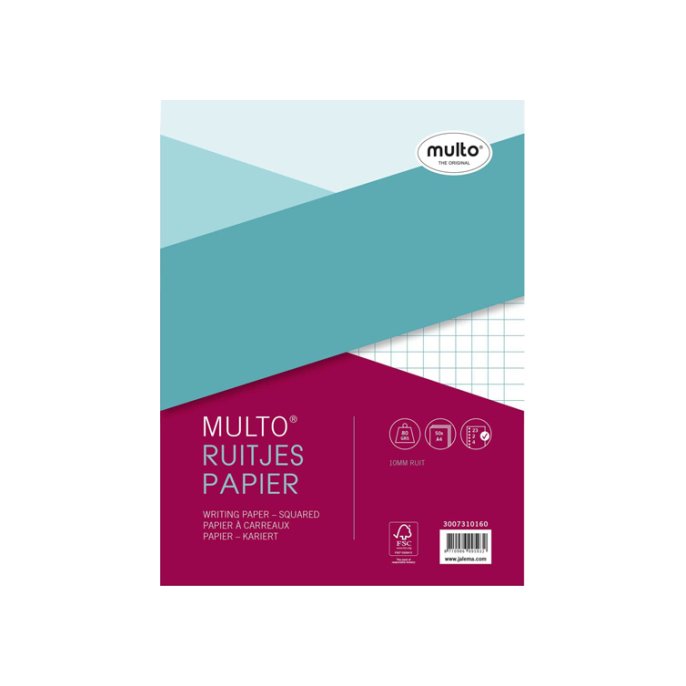 Multo A4 Interieurpapier 80 g/m² 23-gaats Geruit Wit (pak 50 vel) Multo A4 Interieurpapier 80 g/m² 23-gaats Geruit Wit (pak 50 vel)