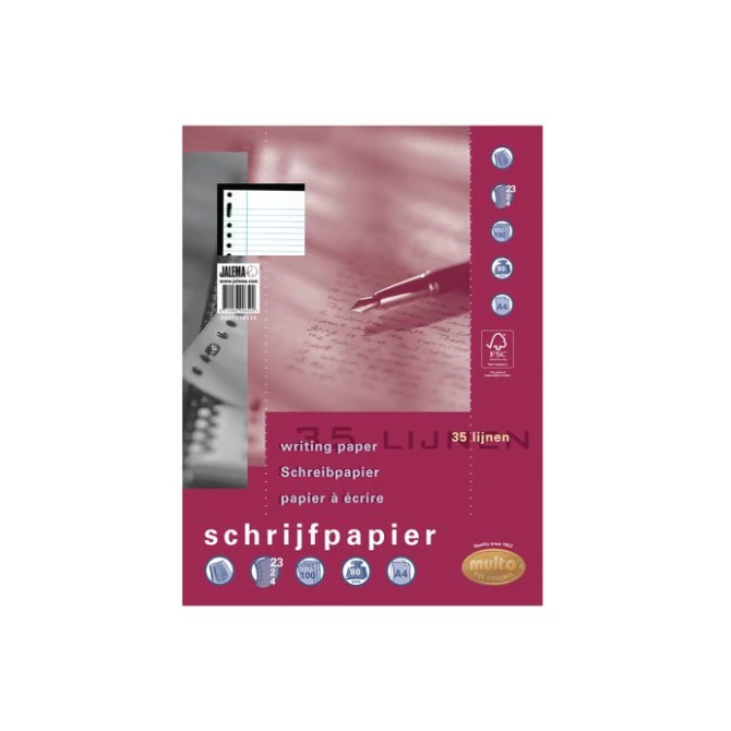 Multo A4 Interieurpapier 80 g/m² 23-gaats Gelinieerd Wit (pak 100 stuks)