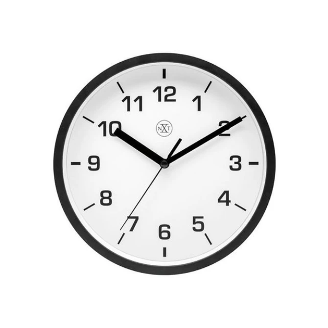 NEXTIME Wandklok NXT rond 20cm kunststof rand zwart NEXTIME Wandklok NXT rond 20cm kunststof rand zwart
