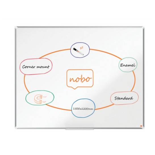 NOBO Premium Plus Magnetisch Whiteboard Emaille 1500 x 1200 mm Wit