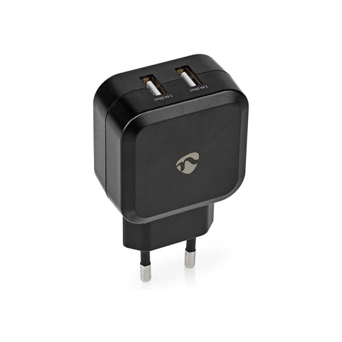 Nedis USB A oplader | Nedis | 2 poorten (USB A 24W Zwart)