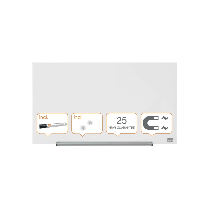 NOBO Diamond Glasbord Magnetisch Beschrijfbaar Veiligheidsglas 677 x 381 mm Wit