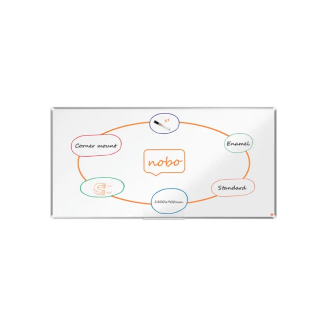 NOBO Premium Plus Magnetisch Whiteboard Emaille 1800 x 900 mm Wit