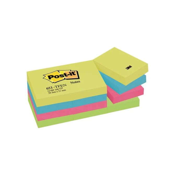 Post-it Notes Energetic 38 x 51 mm (pak 12 blokken) Post-it Notes Energetic 38 x 51 mm (pak 12 blokken)
