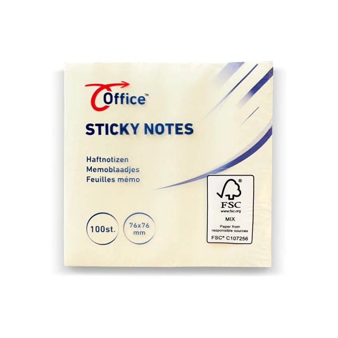 Notitieblok OC Z-note 76x76mm pastelgeel